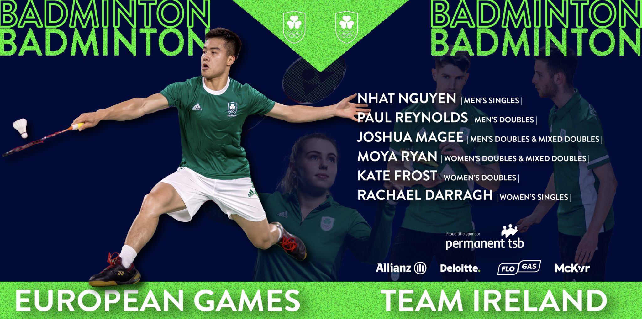 TEAM IRELAND BADMINTON ATHLETES NAMED FOR KRAKOW EUROPEAN GAMES