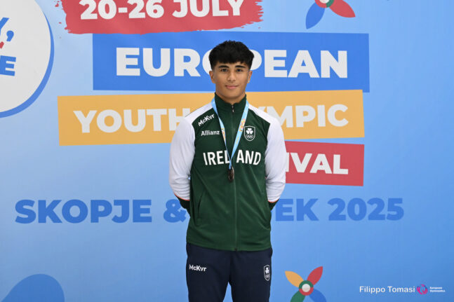 CHESTER ENRIQUEZ WINS BRONZE FOR TEAM IRELAND ON DAY FOUR OF THE EUROPEAN YOUTH OLYMPIC FESTIVAL